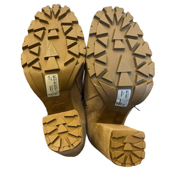 Schutz Naina Suede Boots Tan Sherpa Lined Lace Up Heeled Booties Lug Sole Size 8 - Picture 8 of 12